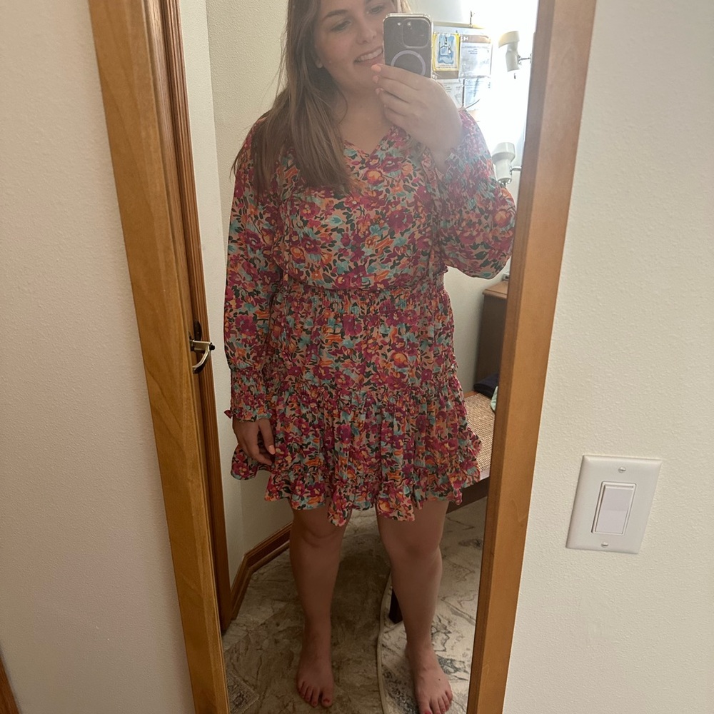 Vibrant Floral Long Sleeve Dress